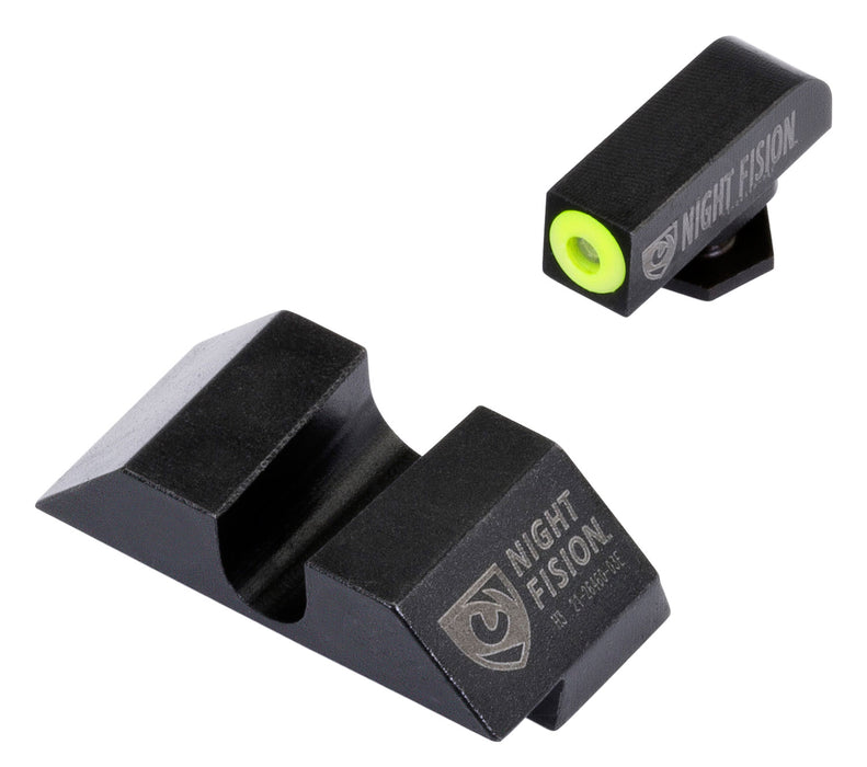 Night Fision GLK001014YGZ Tritium Night Sights For Glock  Green Tritium Yellow Outline Front Sight- Black/Blank Rear Sight Glock 17/17L/19/22