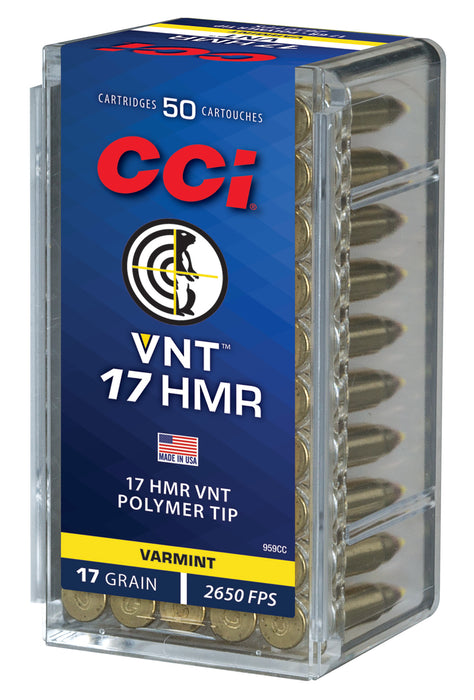 CCI 959CC Varmint  17 HMR 17 gr 2650 fps Varmint Tipped 50 Bx/40 Cs