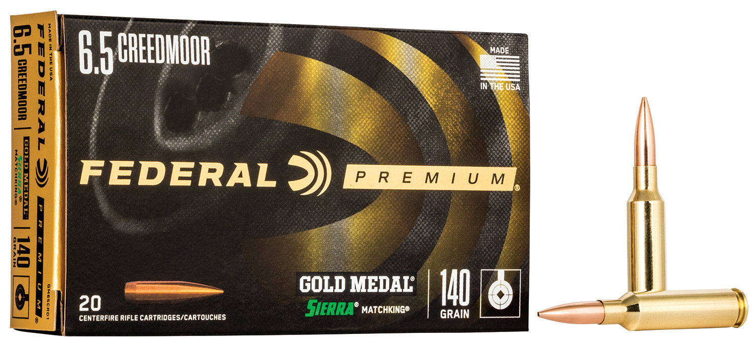 Federal GM65CRD1 Premium Gold Medal 6.5Creedmoor 140gr Sierra MatchKing BTHP 20 Per Box/10 Case