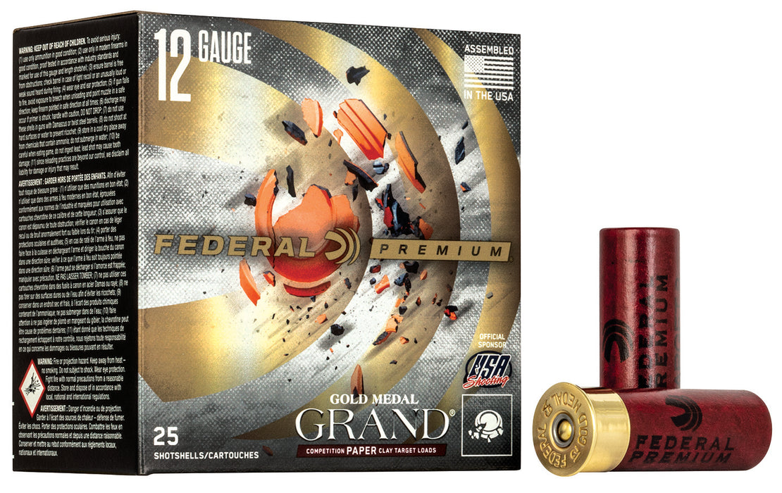 Federal GMT17175 Premium Gold Medal Paper 12Gauge 2.75" 1 1/8oz 7.5Shot 25 Per Box/10 Case