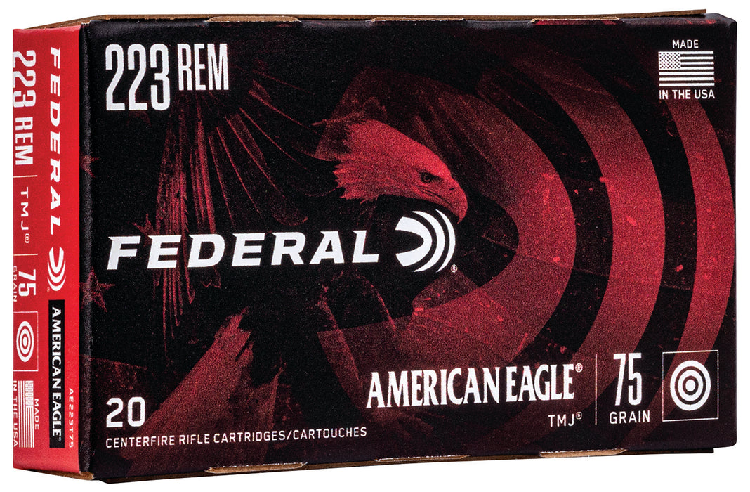 Federal AE223T75 American Eagle Rifle 223Rem 75gr Total Metal Jacket 20 Per Box/25 Case