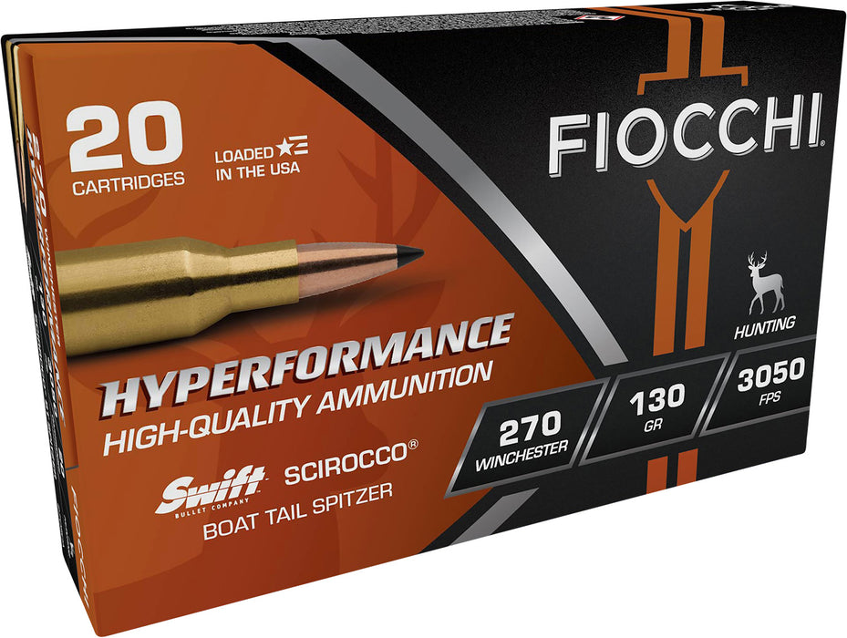 Fiocchi 270SCA Hyperformance  270 Win 130 gr 3050 fps Swift Scirocco II Bonded 20 Bx/10 Cs