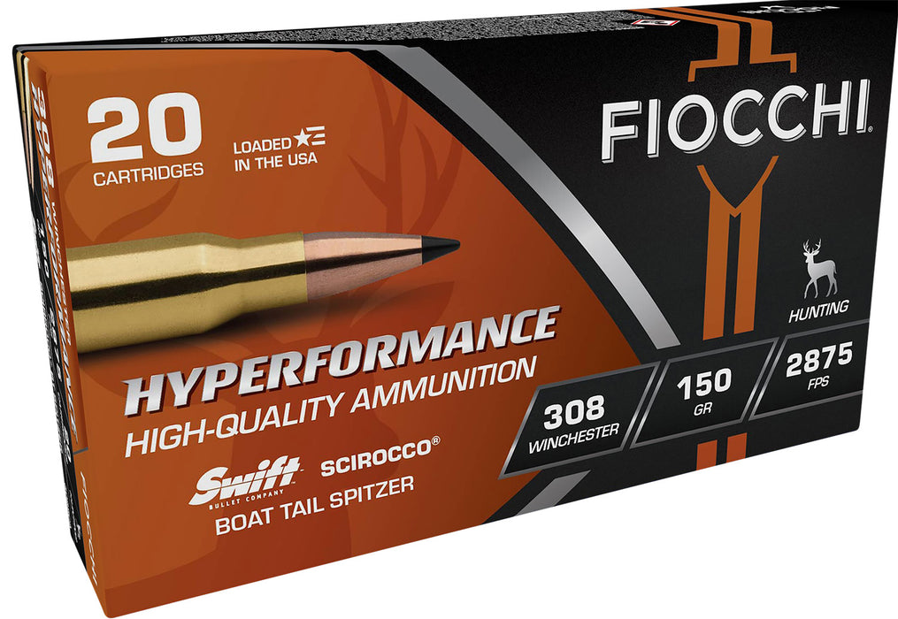 Fiocchi 308SCA Hyperformance  308Win 150gr Swift Scirocco II Bonded 20 Per Box/10 Case