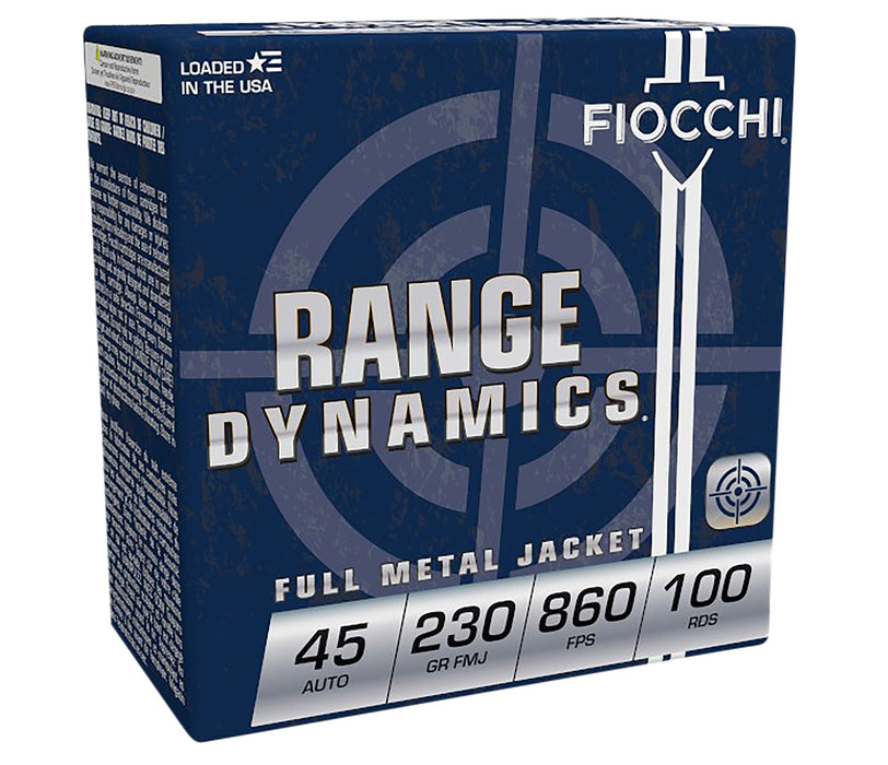 Fiocchi 45ARD100 Range Dynamics  45 ACP 230 gr 860 fps Full Metal Jacket (FMJ) 100 Bx/5 Cs (Range Pack)