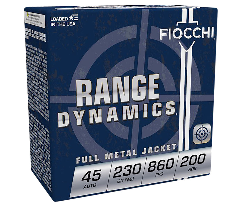 Fiocchi 45ARD Range Dynamics  45 ACP 230 gr 860 fps Full Metal Jacket (FMJ) 200 Bx/3 Cs (Range Pack)