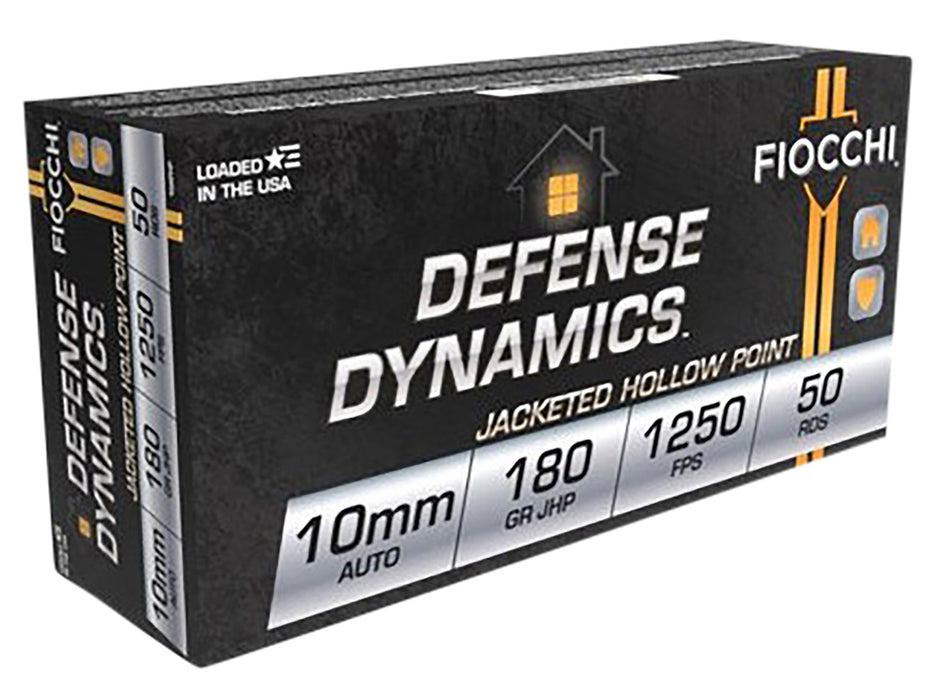 Fiocchi 10APHP Defense Dynamics  10mm Auto 180 gr 1250 fps Jacketed Hollow Point (JHP) 50 Bx/10 Cs