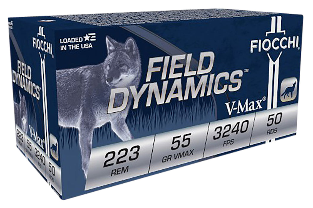 Fiocchi 223HVC50 Field Dynamics  223 Rem 55 gr 3240 fps Hornady V-Max (VMX) 50 Bx/20 Cs