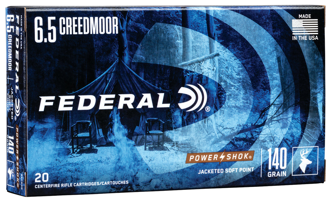 Federal 65CRDB Power-Shok  6.5 Creedmoor 140 gr 2750 fps Jacketed Soft Point (JSP) 20 Bx/10 Cs
