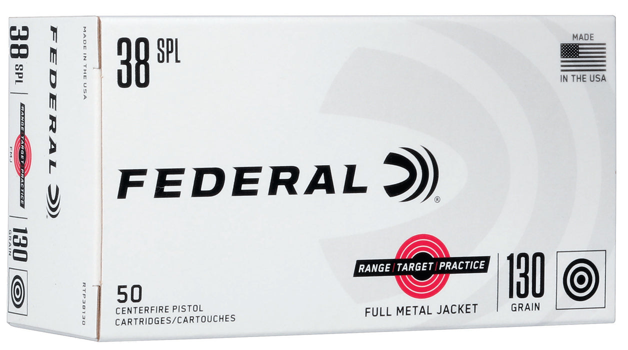 Federal RTP38130 Range & Target  38 Special 130 gr Full Metal Jacket (FMJ) 50 Per Box/20 Cs