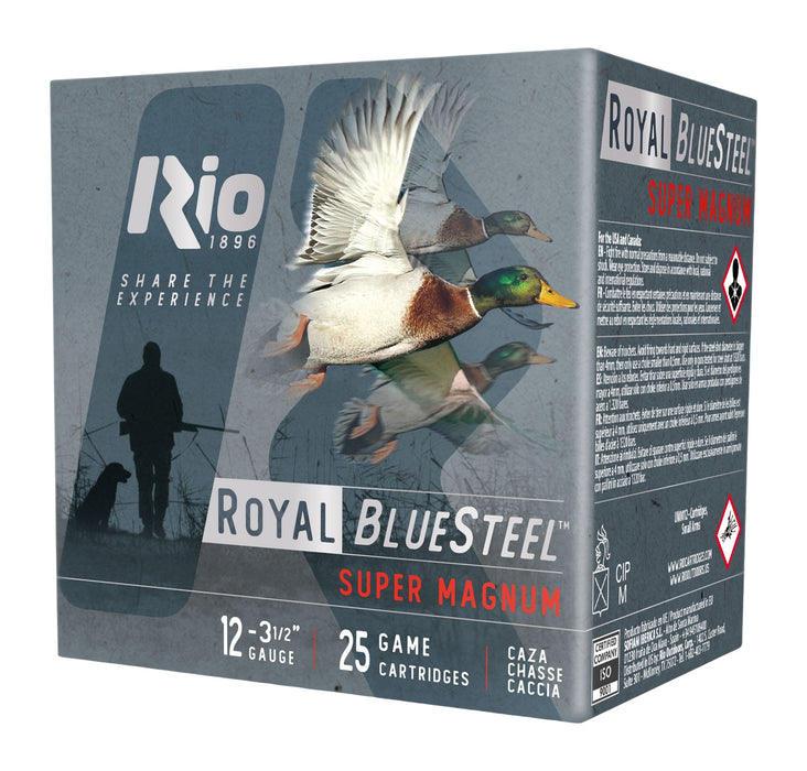Rio Ammunition RBSSM402 BlueSteel Royal 12Gauge 3.50" 1 3/8oz 2Shot 25 Per Box/10 Case