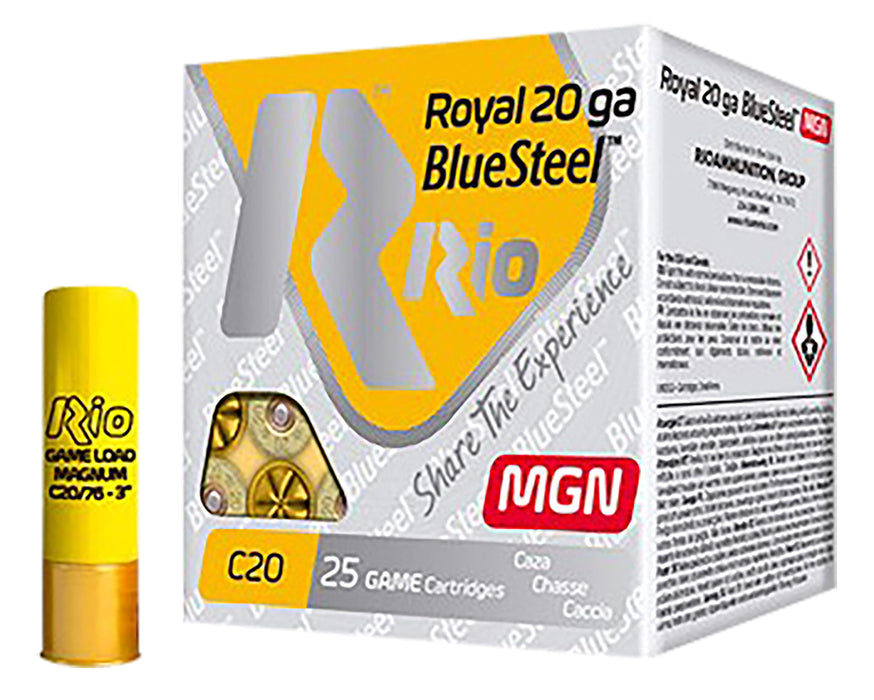 RIO AMMUNITION RBSM204 Royal BlueSteel Magnum 20 Gauge 3" 1 oz 4 Shot 25 Bx/ 10 Cs