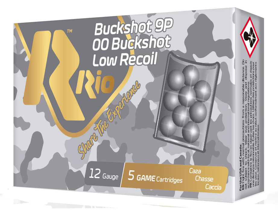 Rio Ammunition RBLR129 Royal Buck Low Recoil 12 Gauge 2.75" 9 Pellets 00 Buck Shot 5 Per Box/ 50 Cs