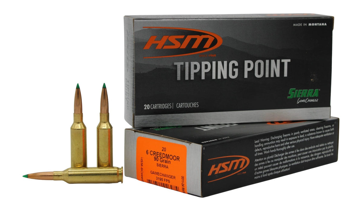 HSM 6CREEDMOOR3N Tipping Point  6mm Creedmoor 90 gr Sierra GameChanger 20 Per Box/ 25 Case