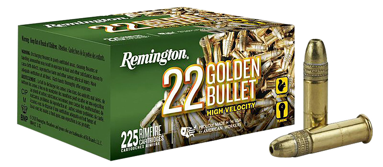 Remington Ammunition 21229 Golden Bullet  22 LR 36 gr Plated Hollow Point 225 Bx/ 10 Cs