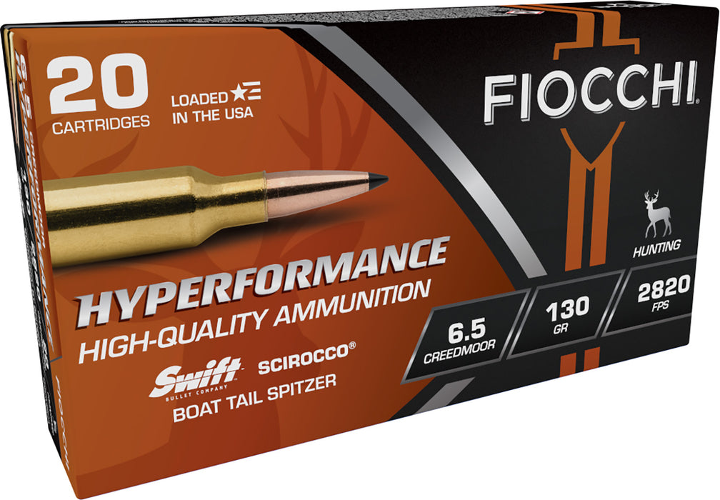 Fiocchi 65CMSCA Extrema  6.5 Creedmoor 130 gr 2820 fps Swift Scirocco II Boat-Tail Spitzer 20 Bx/10 Cs