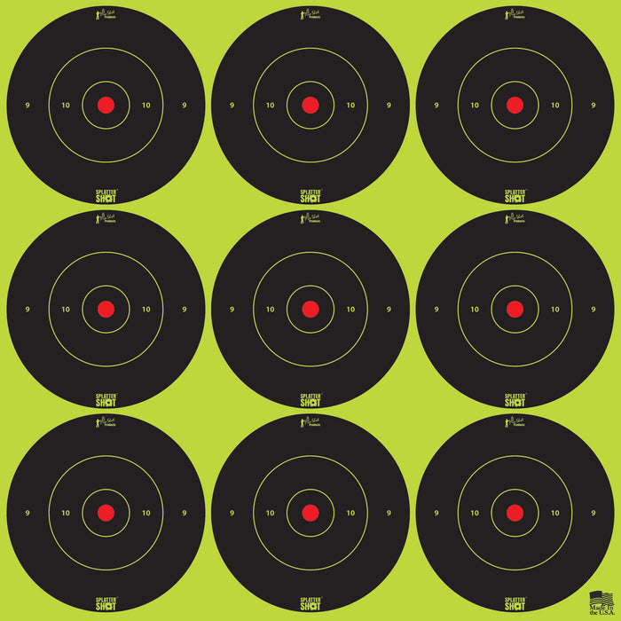 Pro-Shot 2BGREEN108 SplatterShot  Self-Adhesive Paper Black/Green 2" Bullseye 12Pack/108Targets