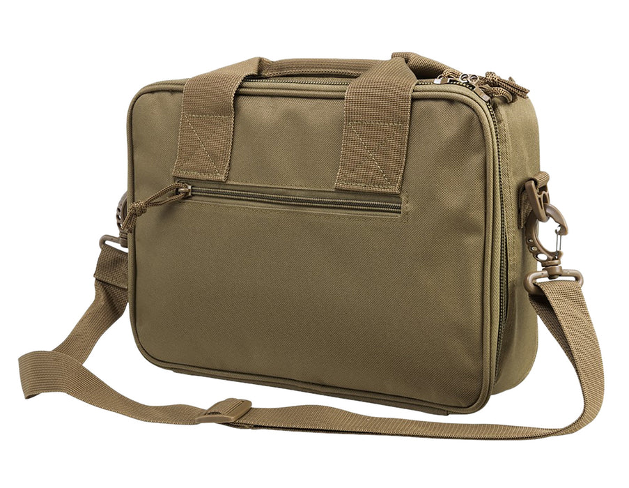 NcStar CPDX2971T VISM Double Pistol Range Bag w/ Mag Pouches Loop Fasteners Zippers Padding & Tan Finish