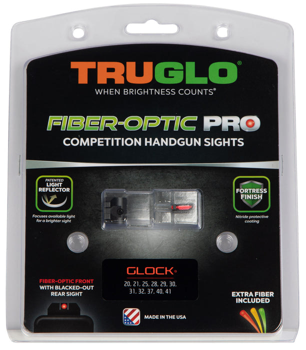 TruGlo TG132G2 Fiber-Optic Pro  Red/Fiber Optic Front Sight-Black/Blank Rear Sight Glock 20/21