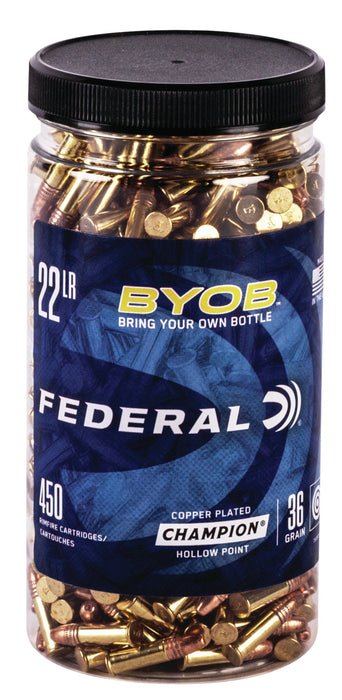 Federal 750BTL450 Champion Training BYOB 22 LR 36 gr Copper Plated Hollow Point (CPHP) 450 Bx/8 Cs