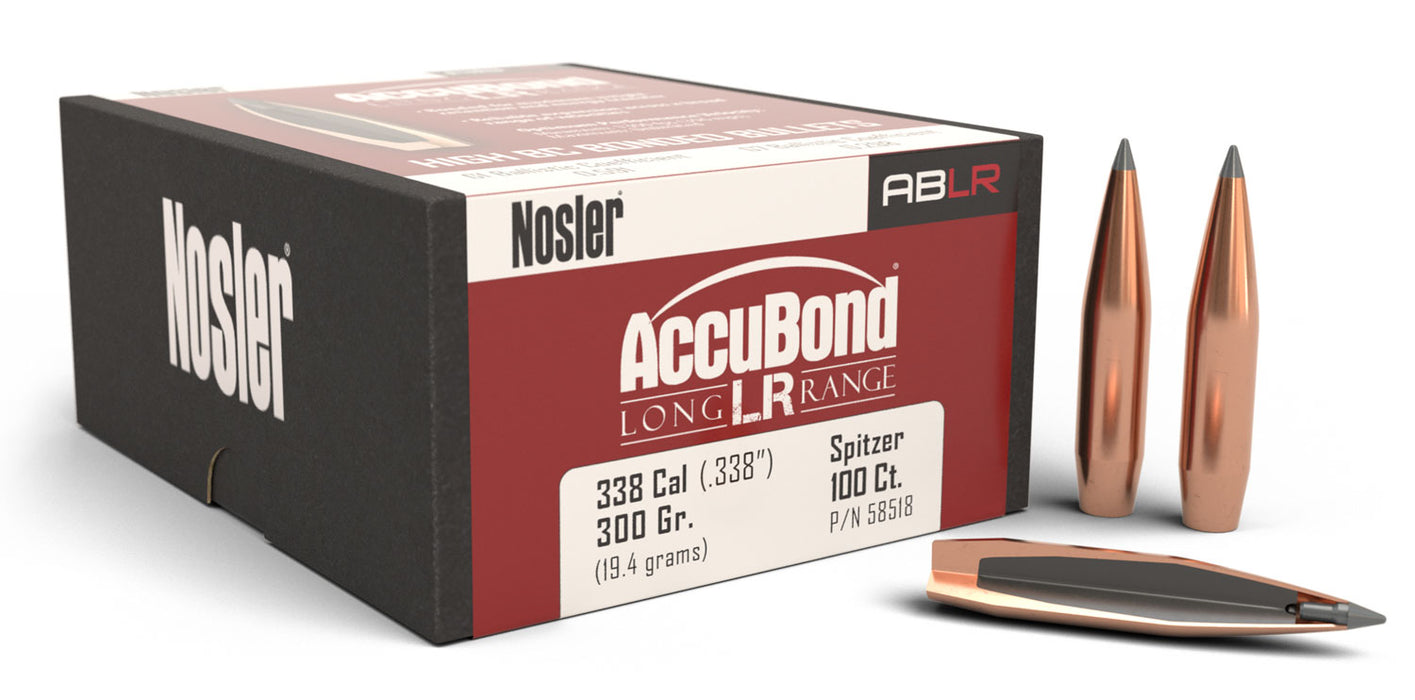 Nosler 58518 AccuBond Long Range 338Cal 300gr Spitzer Point 100/Box