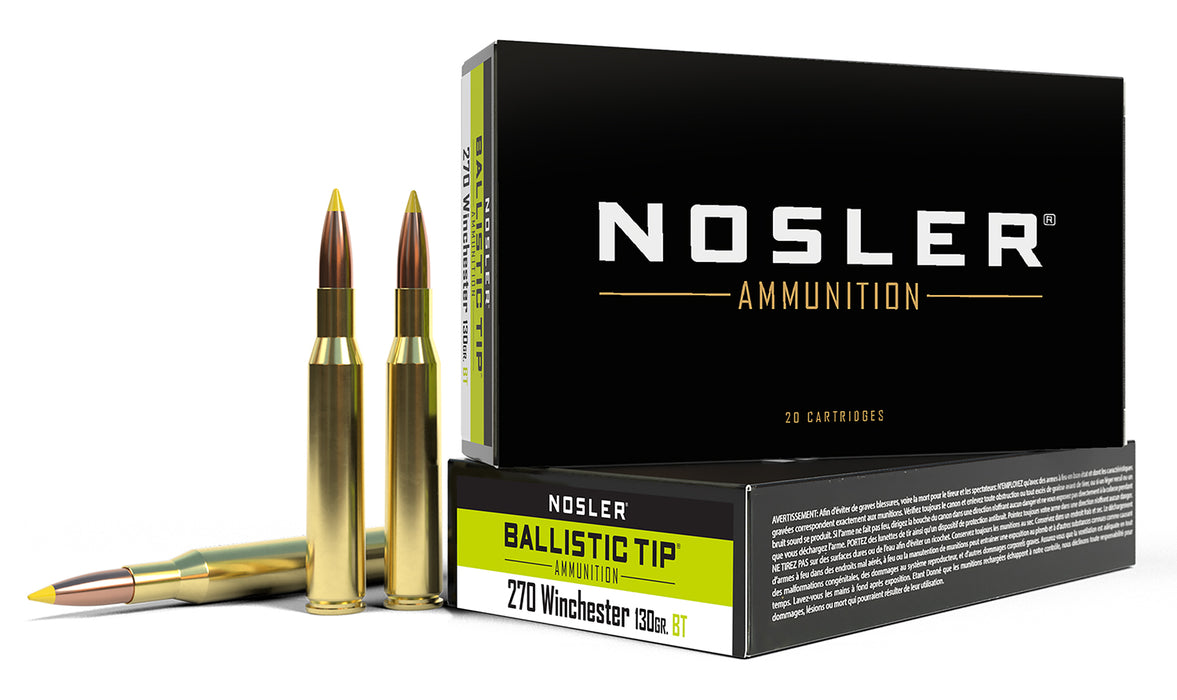 Nosler 40062 Ballistic Tip  270Win 130gr Spitzer Ballistic Tip 20 Per Box/10 Case