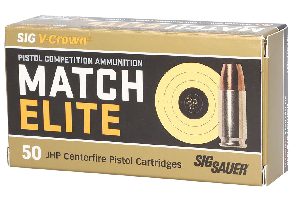 Sig Sauer E9MMA3COMP50 Match Elite Competition  9mm Luger 147 gr 880 fps V-Crown Jacketed Hollow Point (VJHP) 50 Bx/20 Cs