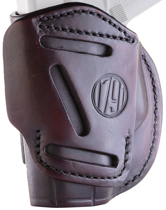 1791 Gunleather 4WH2SBRR 4-Way  IWB/OWB Size 02 Signature Brown Leather Belt Clip Compatible w/Ruger LCP/S&W Bodyguard/Glock 42/43/43X  Right Hand