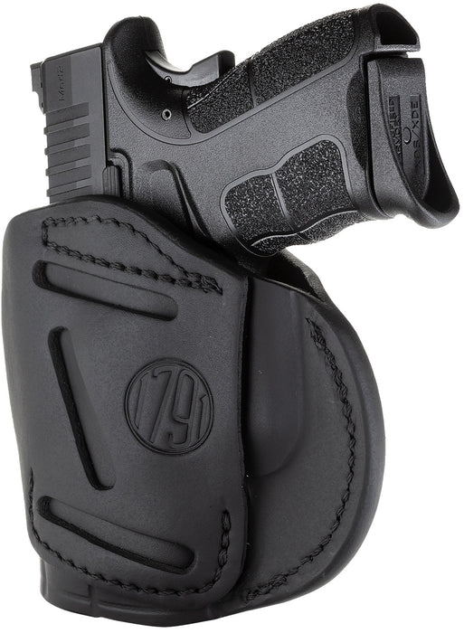 1791 Gunleather 4WH4SBLR 4-Way  IWB/OWB Size 04 Stealth Black Leather Belt Clip Compatible w/Glock 26/Springfield XD/XDS/S&W M&P Shield Plus Right Hand