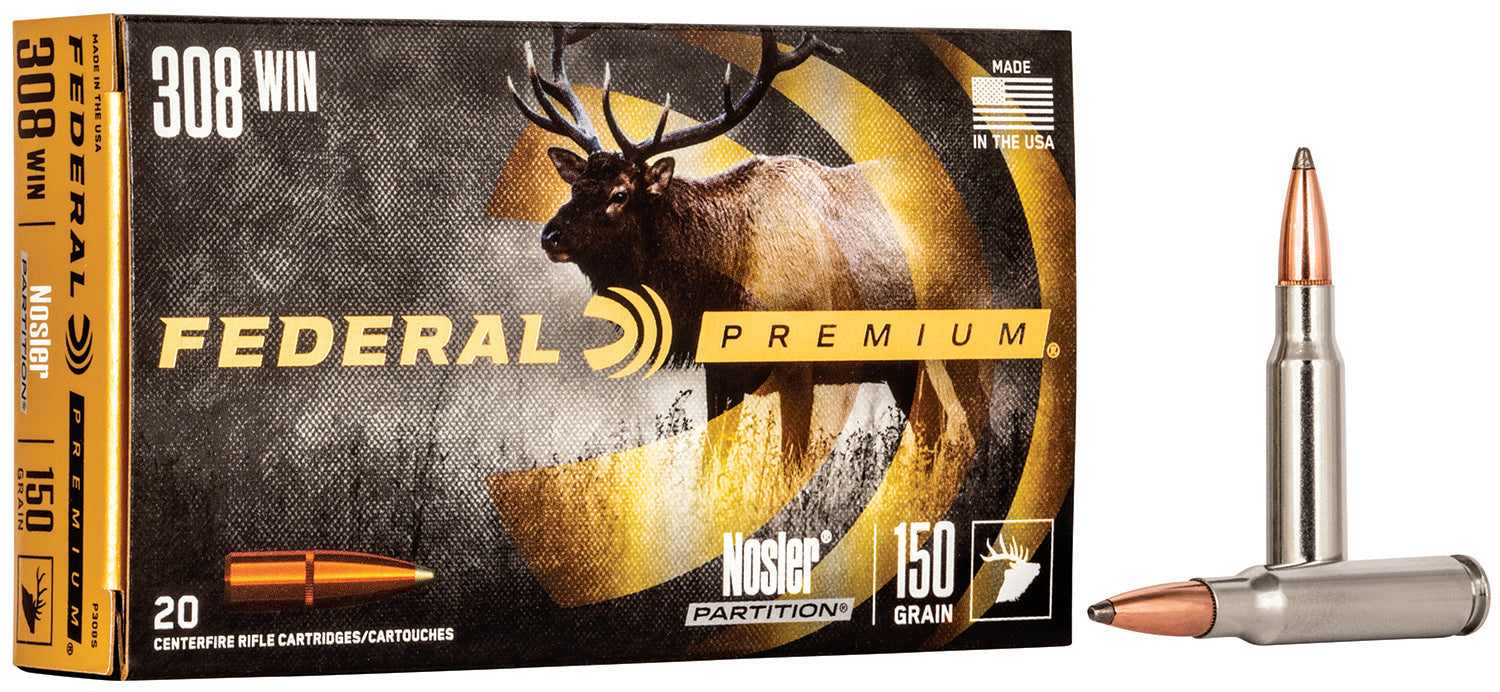 Federal P308S Premium  308 Win 150 gr Nosler Partition (NP) 20 Per Box/10 Cs
