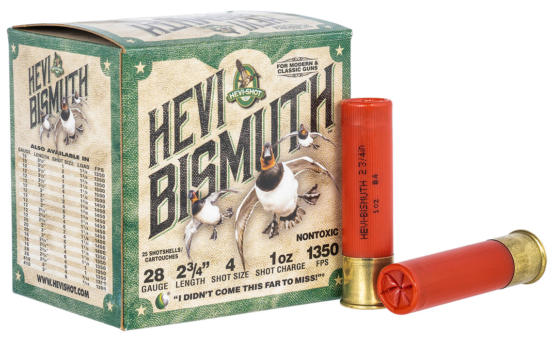HEVI-Shot HS18704 HEVI-Bismuth Waterfowl 28 Gauge 2.75" 1 oz Bismuth 4 Shot 25 Per Box/10 Cs