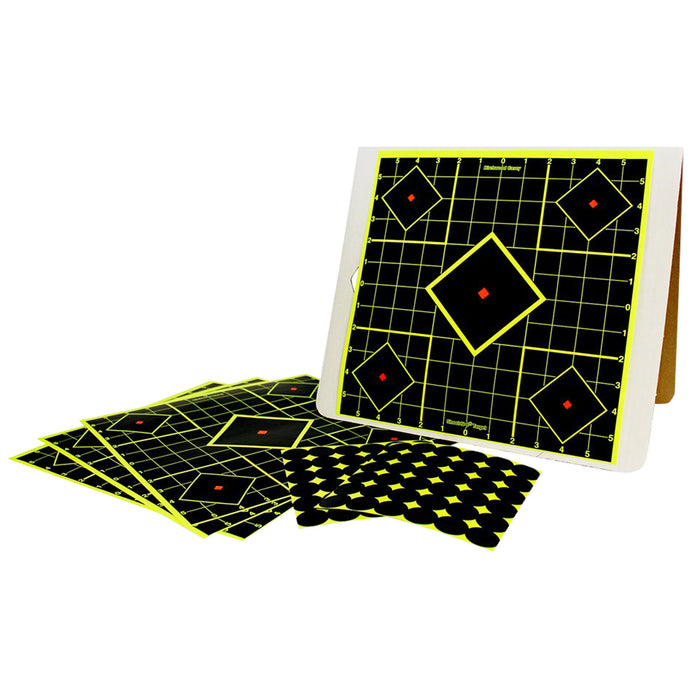 Birchwood Casey 34202 Shoot-N-C Reactive Target Kit Self-Adhesive Paper Black/Yellow 12"x12" 5-Diamond 4 Pack