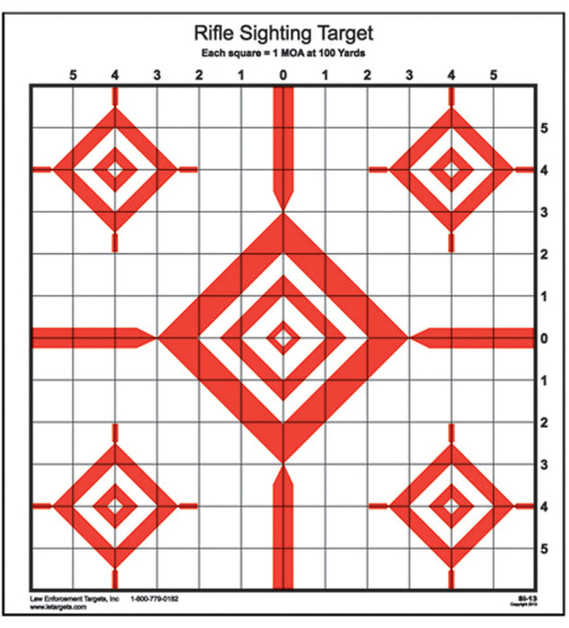 Action Target SI13100 Sighting Advanced Rifle Diamond Paper 100 yds Rifle 14" x 15" Red/White 100 Per Box