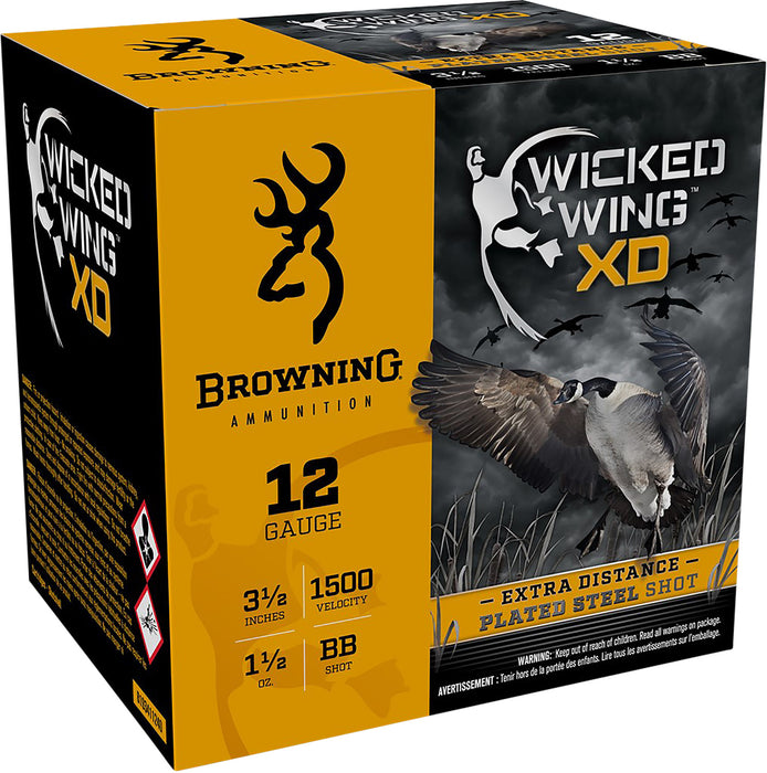 Browning Ammo B193411240 Wicked Wing XD  12Gauge 3.50" 1 1/2oz BBShot 25 Per Box/10 Case