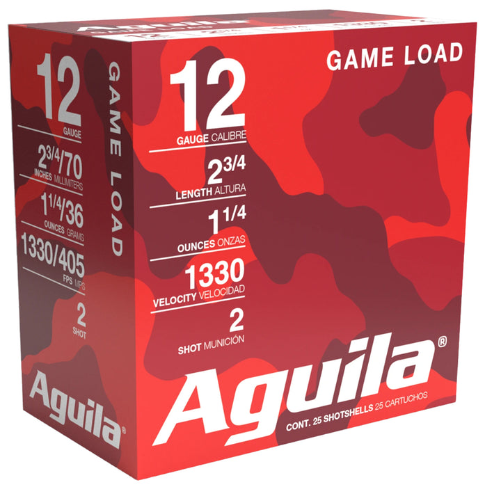 Aguila 1CHB1202 Hunting High Velocity 12 Gauge 2.75" 1 1/4 oz 2 Shot 25 Per Box/10 Cs