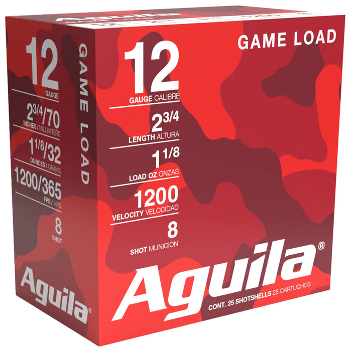 Aguila 1CHB1218 Hunting Standard Velocity 12 Gauge 2.75" 1 1/8 oz 8 Shot 25 Per Box/10 Cs