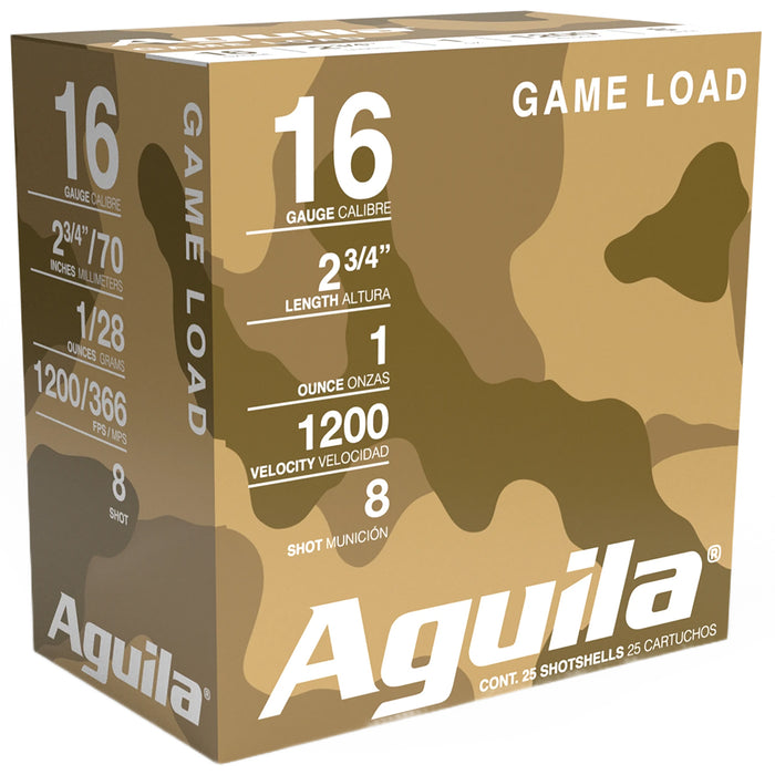 Aguila 1CHB1618 Hunting Standard Velocity 16 Gauge 2.75" 1 oz 8 Shot 25 Per Box/10 Cs