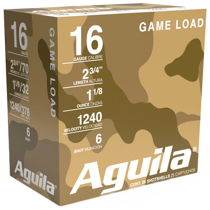 Aguila 1CHB1606 Hunting High Velocity 16 Gauge 2.75" 1 1/8 oz 6 Shot 25 Per Box/10 Cs