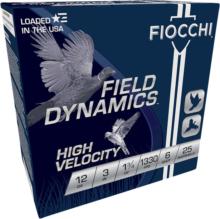 Fiocchi 123HV6 Field Dynamics High Velocity 12 Gauge 3" 1 3/4 oz 1330 fps 6 Shot 25 Bx/10 Cs