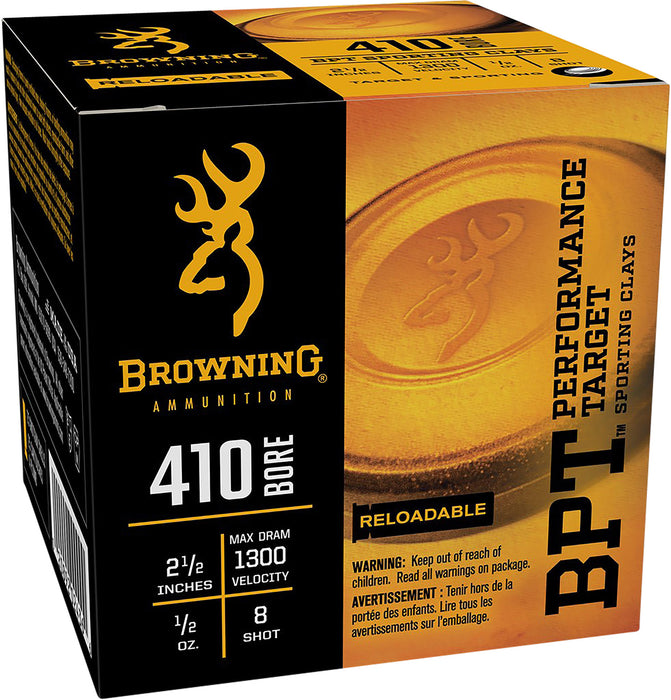 Browning Ammo B193634128 BPT Performance Target Sporting Clay 410Gauge 2.50" 1/2oz 8Shot 25 Per Box/10 Case