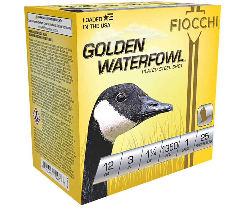 Fiocchi 123SGW1 Golden Waterfowl  12 Gauge 3" 1 1/4 oz 1350 fps 1 Shot 25 Bx/10 Cs