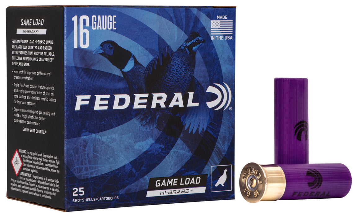 Federal H1636 Game-Shok High Brass 16Gauge 2.75" 1 1/8oz 6Shot 25 Per Box/10 Case
