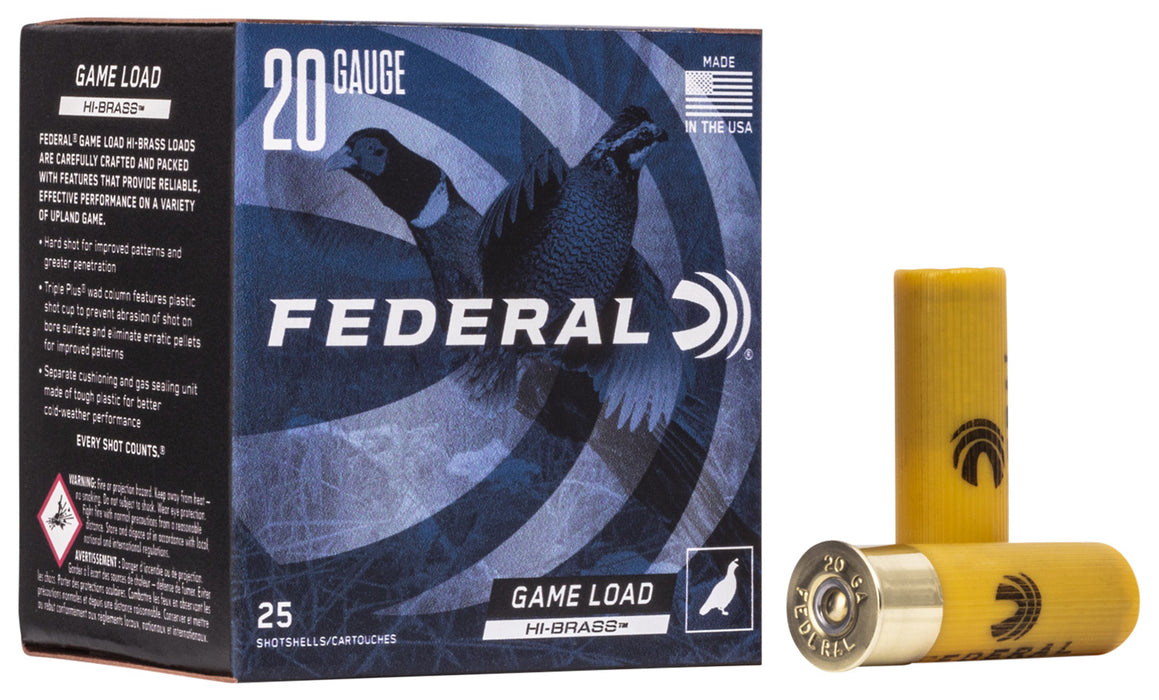 Federal H2046 Game-Shok High Brass 20 Gauge 2.75" 1 oz 1220 fps 6 Shot 25 Bx/10 Cs