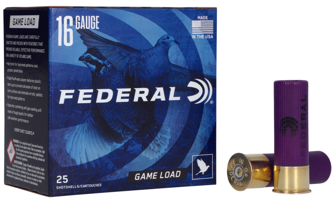 Federal H1608 Game-Shok Upland 16Gauge 2.75" 1oz 8Shot 25 Per Box/10 Case