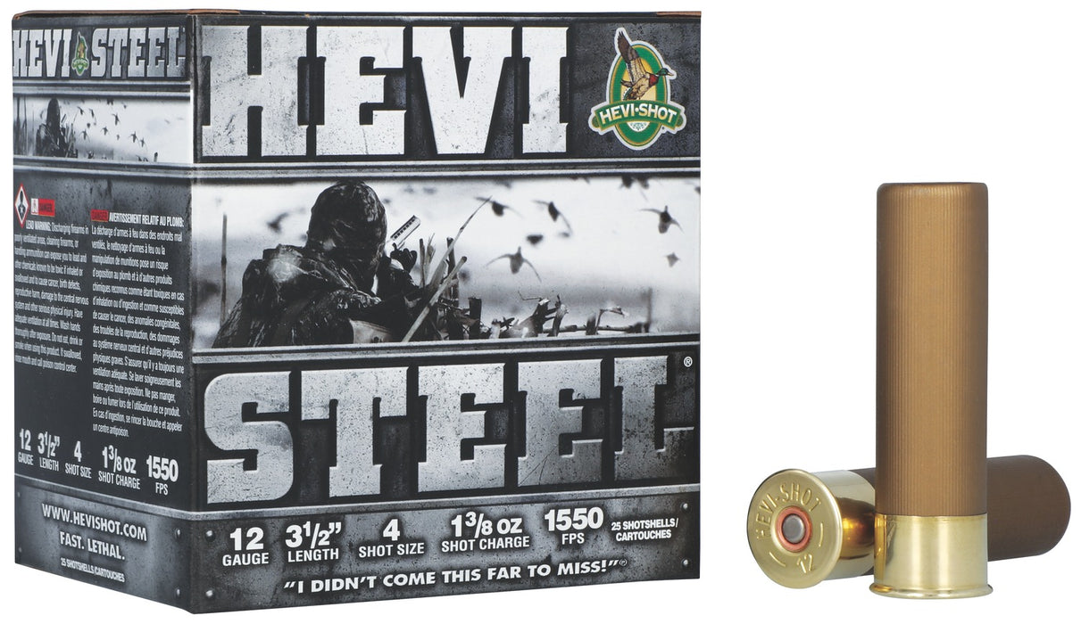 HEVI-Shot HS65004 HEVI-Steel  12Gauge 3.50" 1 3/8oz 4Shot 25 Per Box/10 Case