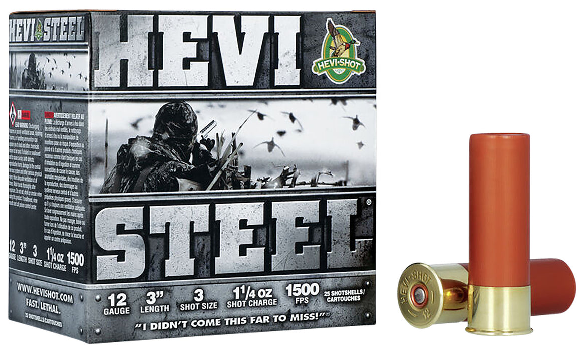HEVI-Shot HS60003 HEVI-Steel  12Gauge 3" 1 1/4oz 3Shot 25 Per Box/10 Case