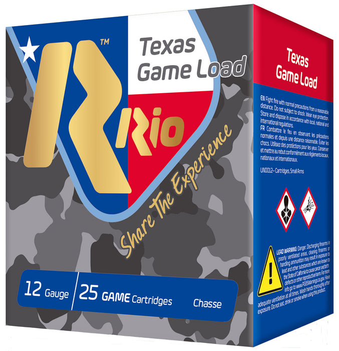 Rio Ammunition TG368TX Top Game Texas Game Load 12 Gauge 2.75" 1 1/4 oz 8 Shot 25 Per Box/ 10 Cs