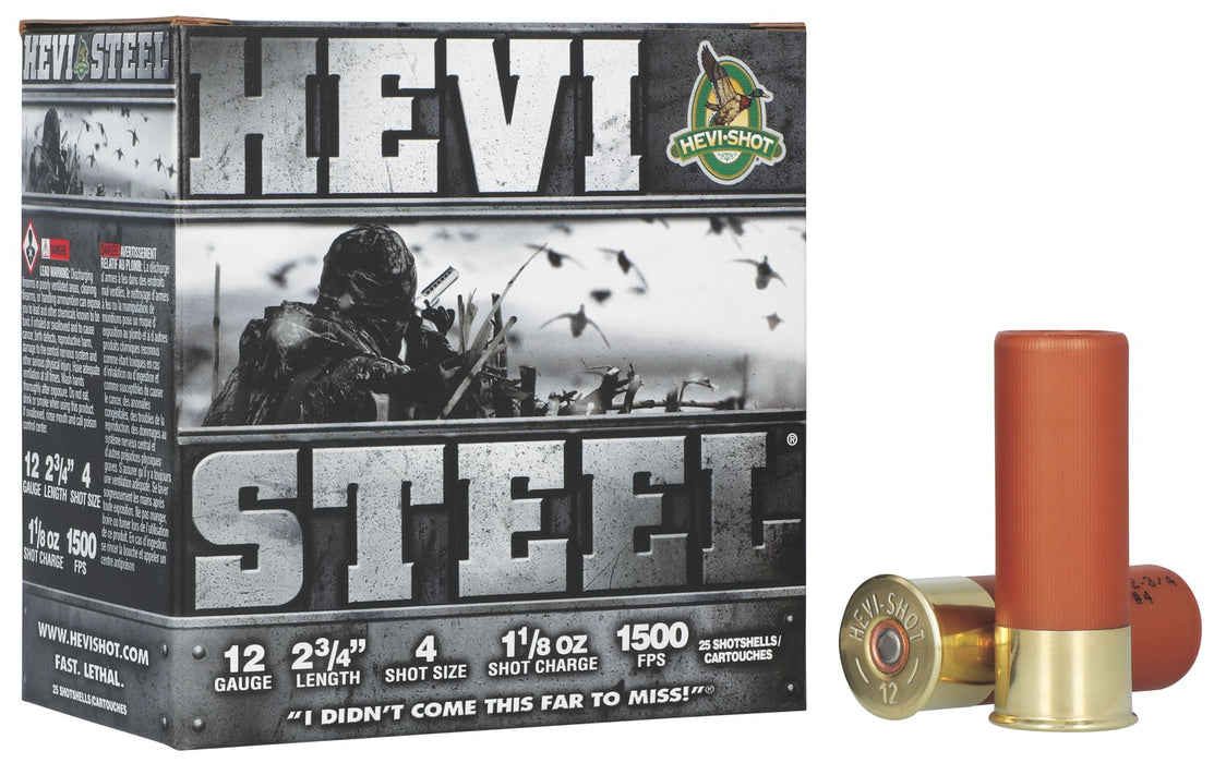 HEVI-Shot HS61224 HEVI-Steel  12Gauge 2.75" 1 1/8oz 4Shot 25 Per Box/10 Case