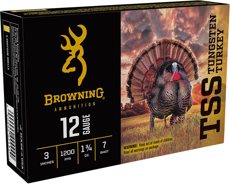 Browning Ammo B193921237 TSS Tungsten Turkey 12Gauge 3" 1 3/4oz Tungsten 7Shot 5 Per Box/10 Case