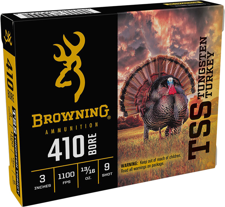 Browning Ammo B193924139 TSS Tungsten Turkey 410Gauge 3" 13/16oz Tungsten 9Shot 5 Per Box/20 Case