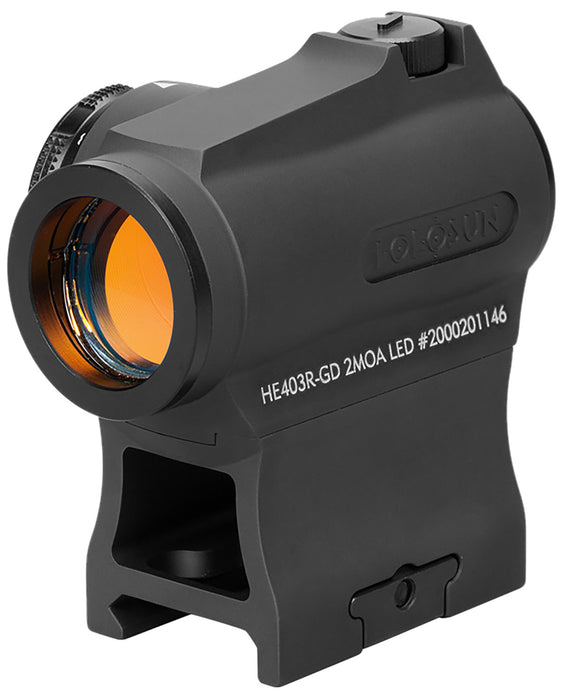 Holosun HE403RGD HE403R-GD  Black Anodized 1x 20mm 2 MOA Gold Dot Reticle Carbine/Rifle Features Rotary Switch w/Battery Compartment